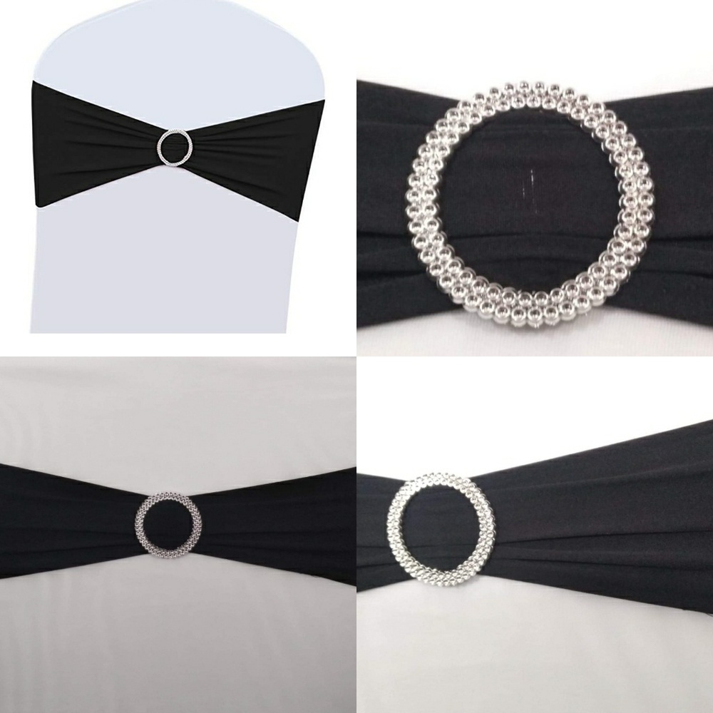 50 Pack Party Black Spandex Stretch Chair Sashes